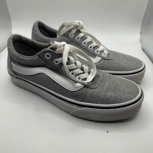 Vans Ward Sneakers Gray White Canvas Lace‎ Up Low Top Women Size 8